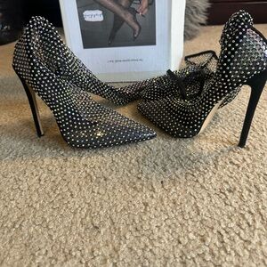 Dazzling Black Rhinestone Stiletto Heels